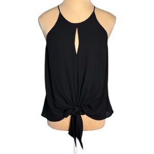 Express Elegant Black Tie-Front, Key Hole, Lined Camisole Size Small Petite